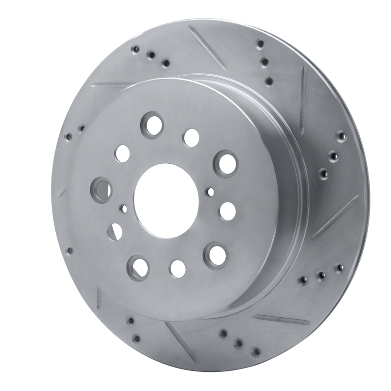 Lexus LS430 Brake Rotor (1) - Rear Right - R1 Concepts - Drilled & Slotted - Silver - `01-`06